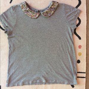 Sequin peter pan collar tee